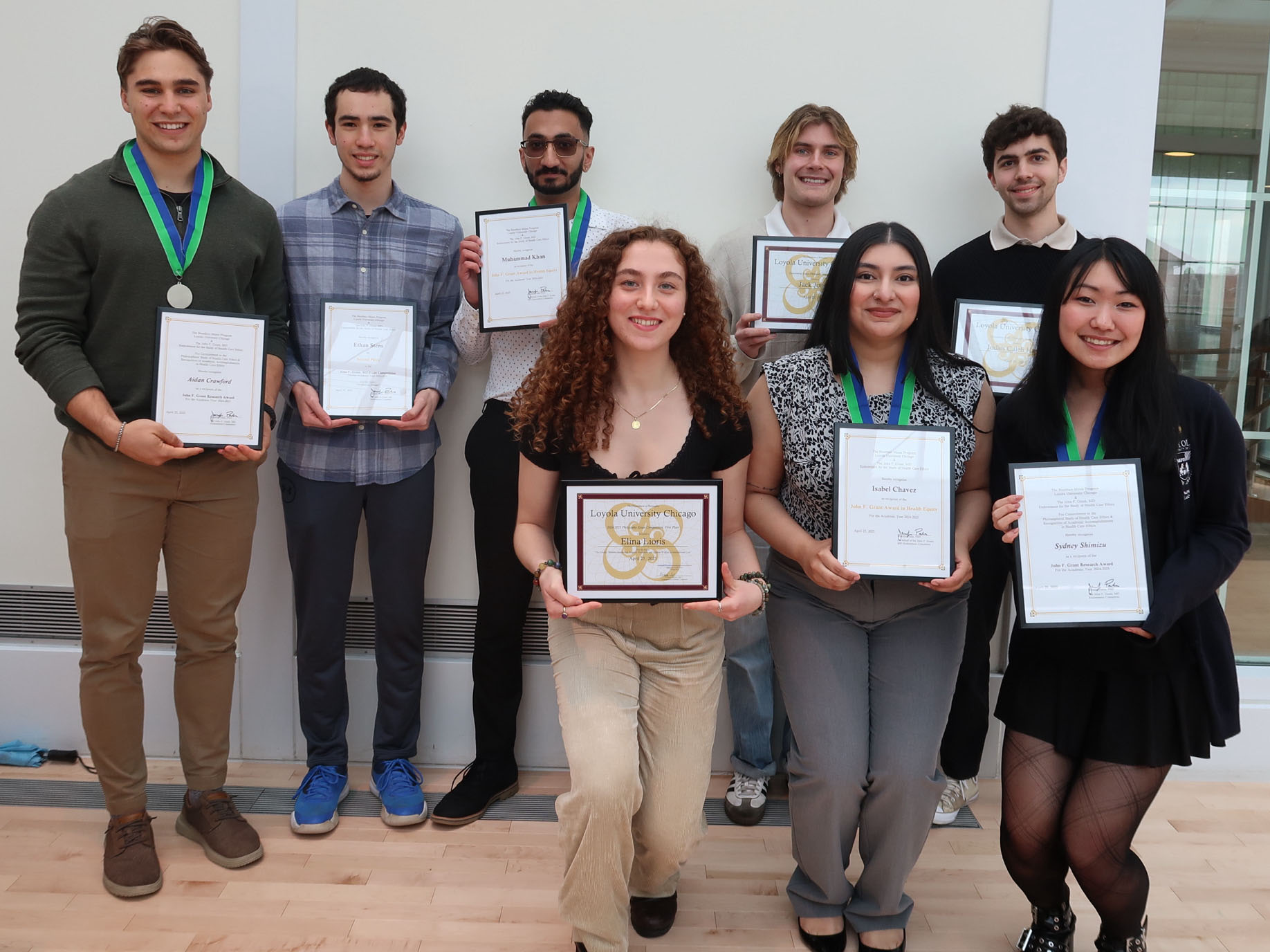 2025 Philosophy and Bioethics Undergraduate Award Winners pose with their certificates